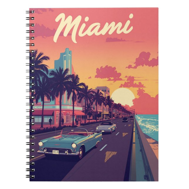 Miami-Sonnenuntergang im Vintage-Stil Notizblock (Vorderseite)