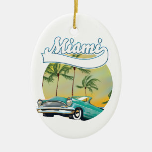Miami-Sonnenuntergangs-Logo Keramik Ornament