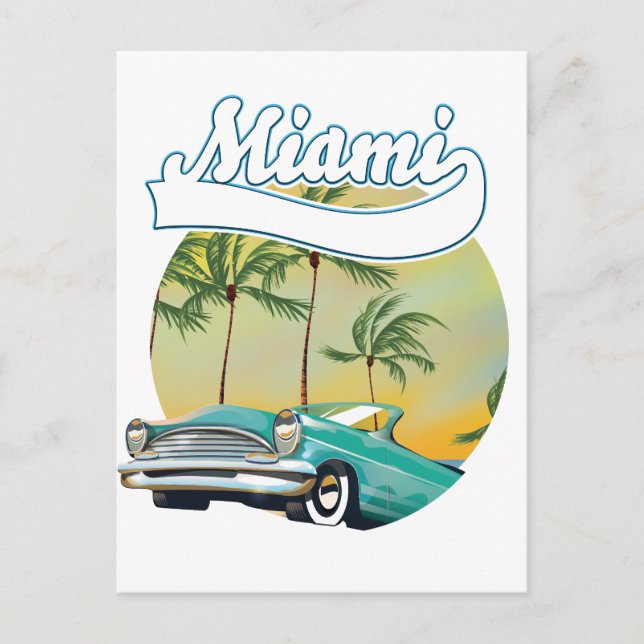 Miami-Sonnenuntergangs-Logo Postkarte (Vorderseite)