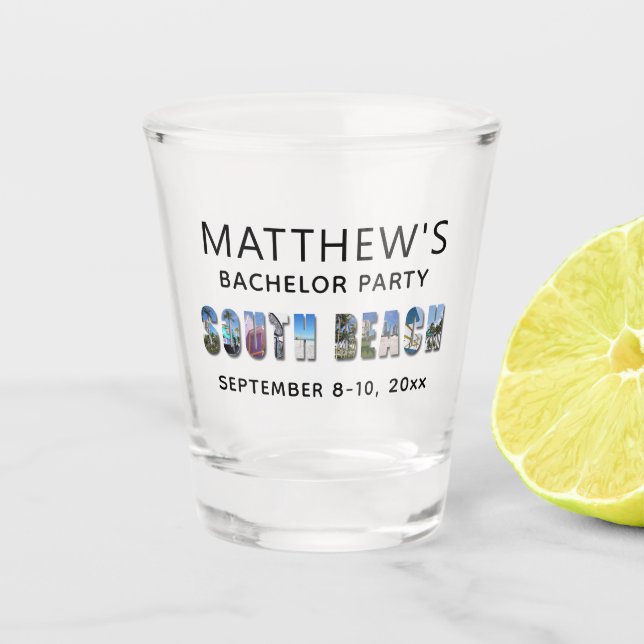 Miami South Beach Florida Bachelor Party Gefallen Schnapsglas (Vorderseite)