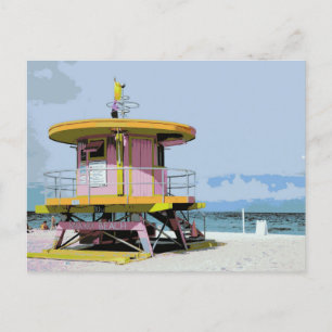 Miami South Beach Pink Lifeguard Tower Postkarte