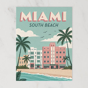 Miami South Beach: Vintage Küstencharm Postkarte