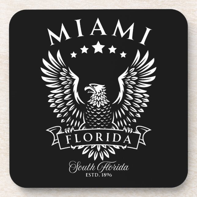 Miami South Florida Vintag Eagle Getränkeuntersetzer (Vorderseite)