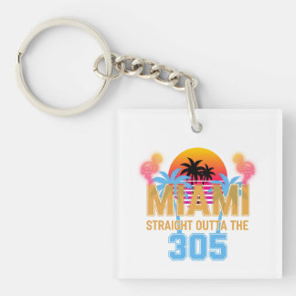 Miami Straight Outta The 305 Vintage Sonnenunterga Schlüsselanhänger