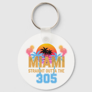 Miami Straight Outta The 305 Vintage Sonnenunterga Schlüsselanhänger