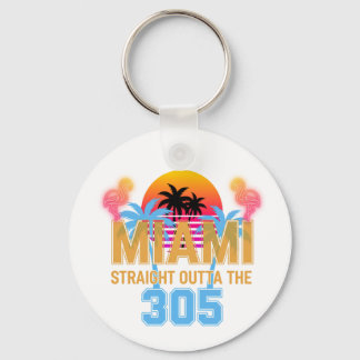 Miami Straight Outta The 305 Vintage Sonnenunterga Schlüsselanhänger