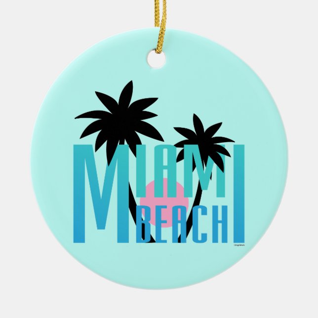 Miami-Strand-Florida-Typografie Keramik Ornament (Vorne)