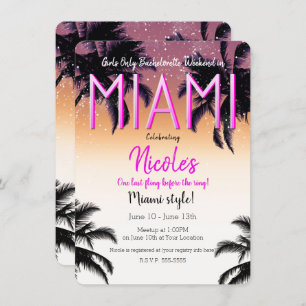Miami Summer Girls Weekend Junggeselinnen-Abschied Einladung