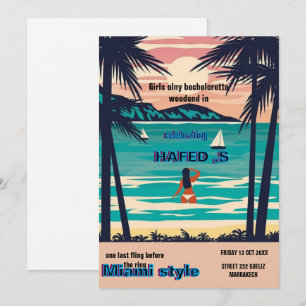 Miami Summer Girls Weekend Junggeselinnen-Abschied Einladung