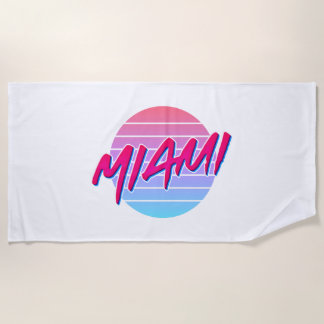 Miami Sunset Neon Colors Style Vintag Strandtuch