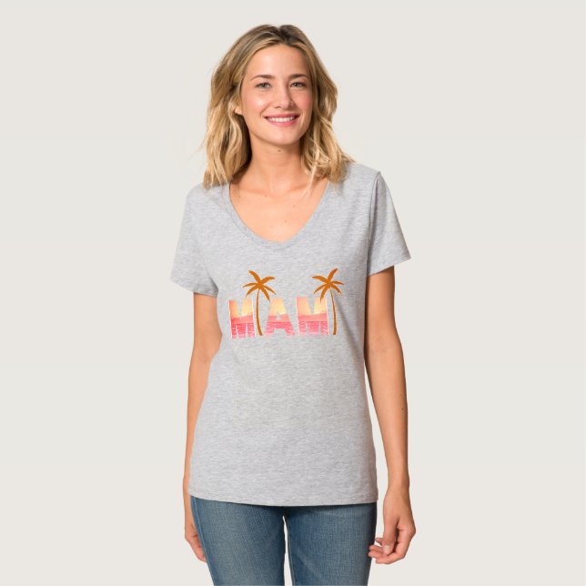 Miami Sunset Palm Tree T-Shirt (Vorderseite Vollansicht)