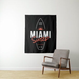 Miami Surf – Vintage-Strand-Sonnenuntergang-Surfbr Wandteppich