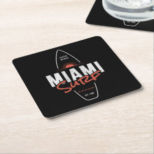 Miami Surf – Vintage-Strand-Sonnenuntergangs-Surfb Rechteckiger Pappuntersetzer