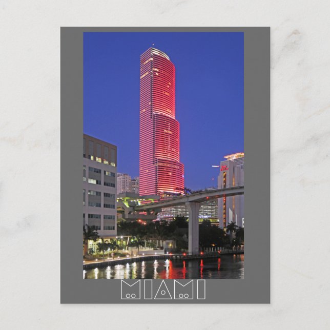 Miami Tower in Rot gekleidet Postkarte (Vorderseite)