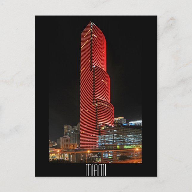 Miami Tower, Reflexionen von Rot Postkarte (Vorderseite)