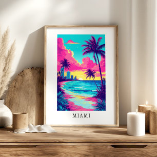 Miami Tropical Beach Sonnenuntergang Poster
