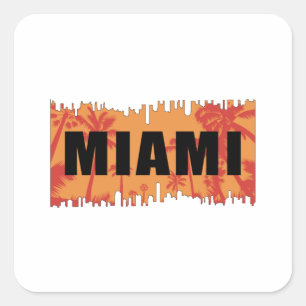Miami USA City Cityscape Skyline Funny Gift Idee Quadratischer Aufkleber