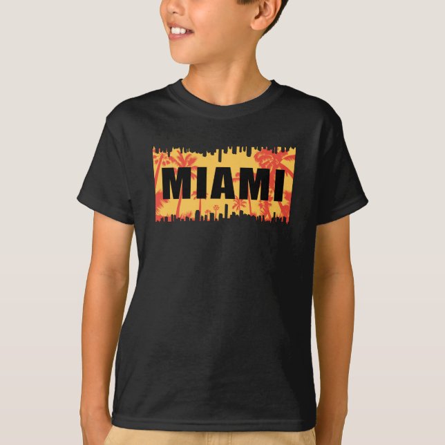 Miami USA City Cityscape Skyline Trip Funny Gift T-Shirt (Vorderseite)