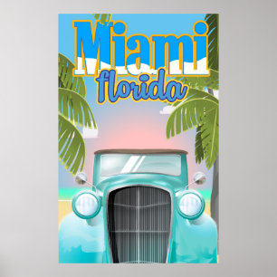 Miami USA Vintage-Reiseplakat Poster