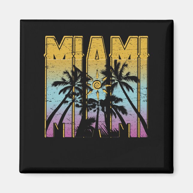 Miami Vacation Souvenir - Retro Beach Apparel Magnet (Vorne)