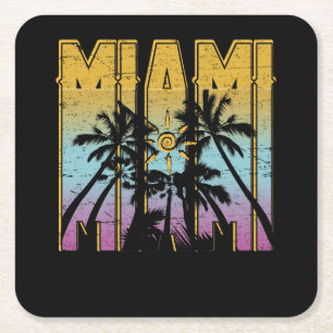 Miami Vacation Souvenir - Retro Beach Apparel Rechteckiger Pappuntersetzer