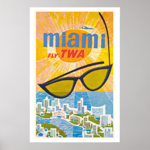 Miami Vereinigte Staaten Fluglinie Flugzeug Vintag Poster