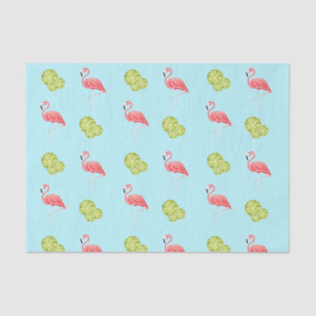 Miami Vibes Flamingo and limes Tissue Paper Seidenpapier (Vorderseite)
