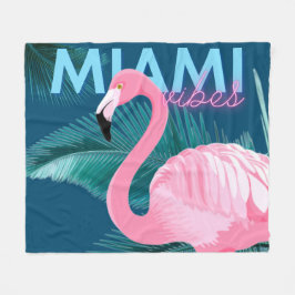 Miami Vibes Neon Flamingo Art Deco Fleecedecke