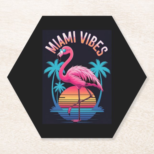 Miami Vibes Sommer Flamingo Design-63454 Untersetzer (Vorderseite)