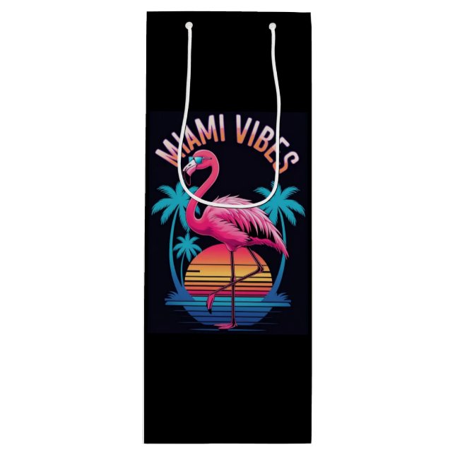 Miami Vibes Summer Flamingo Design-63454 Geschenktüte Für Weinflaschen (Vorderseite)