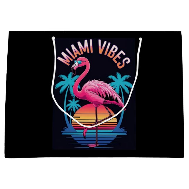 Miami Vibes Summer Flamingo Design-63454 Große Geschenktüte (Vorderseite)