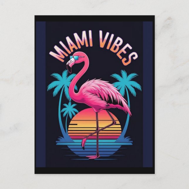 Miami Vibes Summer Flamingo Design-63454 Postkarte (Vorderseite)