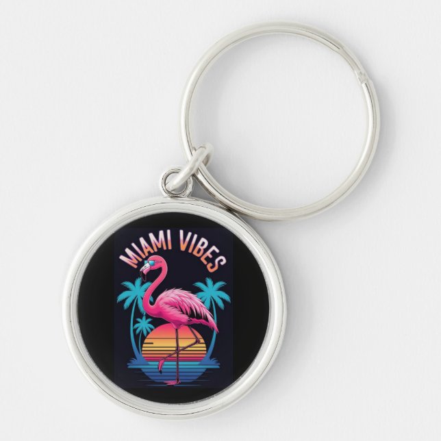 Miami Vibes Summer Flamingo Design-63454 Schlüsselanhänger (Vorne)