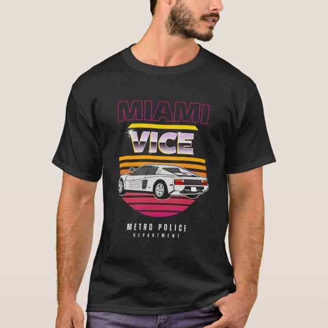 Miami Vice Retro Car T-Shirt (Vorderseite)