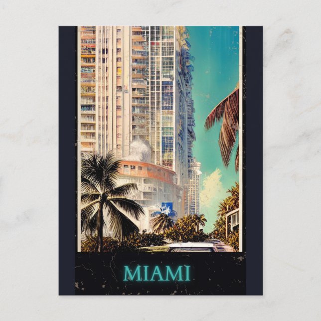Miami vintage poster  postkarte (Vorderseite)