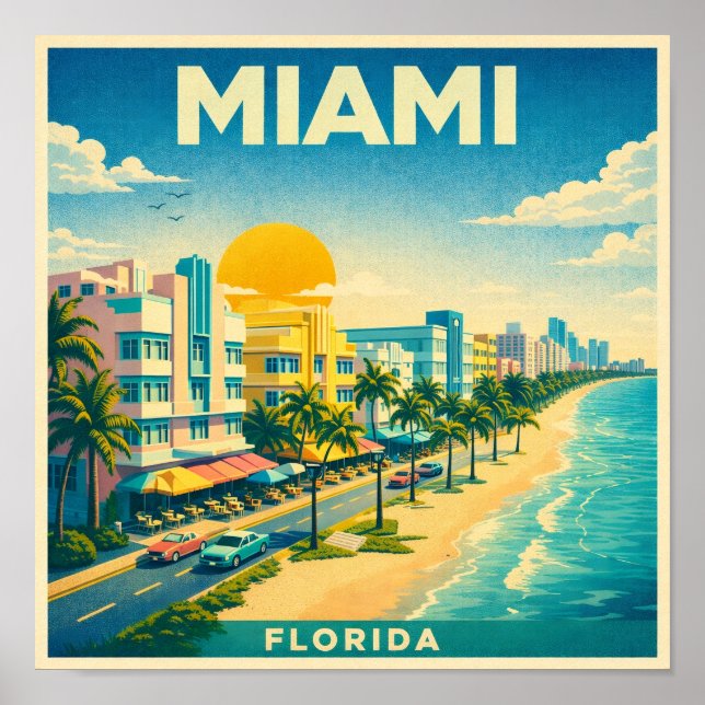 MIami Vintage Reiseplakat Poster (Vorne)