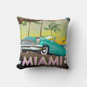 Miami Vintage Retro Reise Druck Kissen