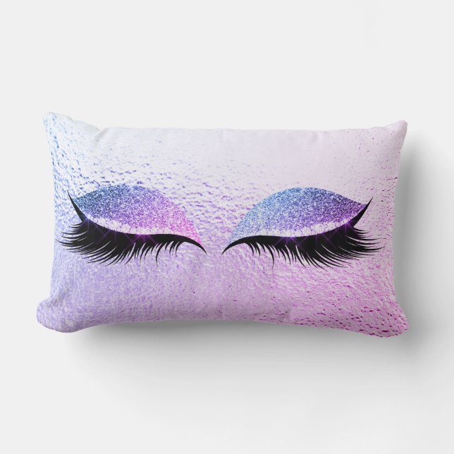 Miami Vivid Bright Pink Glitzer Black Glam Makeup Lendenkissen (Vorderseite)