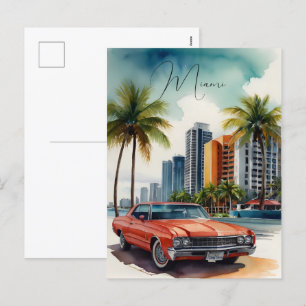 Miami Wasserfarbkunst Feiertagspostkarte
