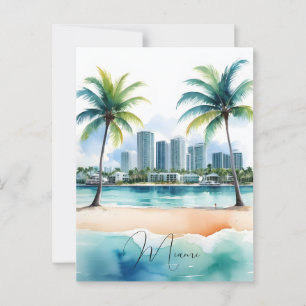 Miami Wasserfarbkunst Postkarte
