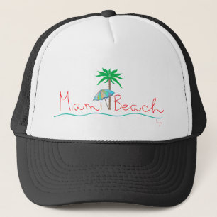 Miami with Palm and Umbrella Truckerkappe