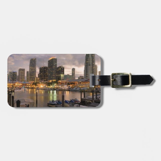 MiamifinanzSkyline an der Dämmerung Gepäckanhänger (Vorderseite horizontal)