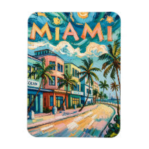 Miamis Ocean Drive Travel Art in Van Gogh's Style