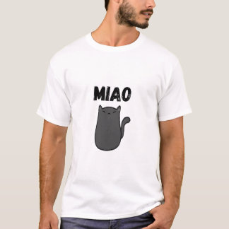 MIAO Black Cat Minimalistischer T - Shirt