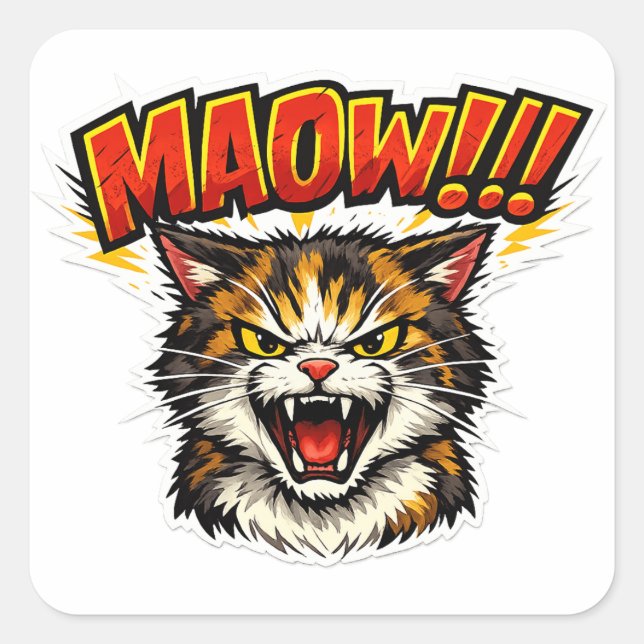 Miaow!! | Funny Cat Sticker for Cat Lovers (Vorderseite)
