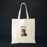 Miaow? | Funny Cat Tote Bag for Cat Lovers Tragetasche<br><div class="desc">This tote bag features the adorable "Miaow?" design,  perfect for cat lovers.
Whether you’re going shopping,  heading to the beach,  or just out for a walk,  this tote bag is practical and stylish.</div>