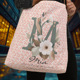 Mia's Blooming Grace - Boho Floral Monogramm Tragetaschen Mit Langen Trägern