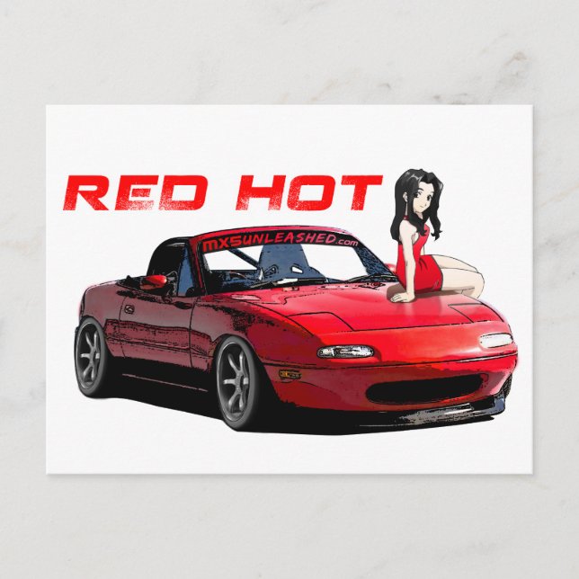 Miata MX-5 Red Hot Postkarte (Vorderseite)