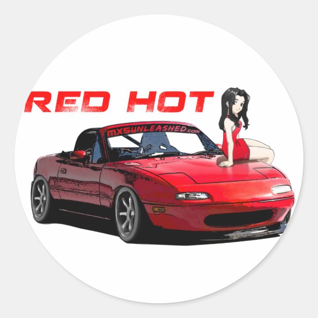 Miata MX-5 Red Hot Runder Aufkleber (Vorderseite)