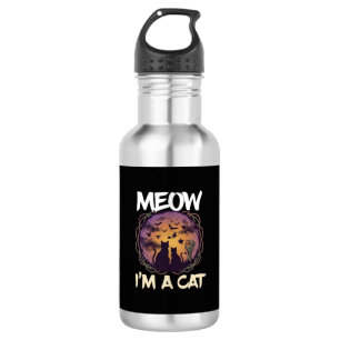 Miau bin Katze Halloween Nacht Hexe Kürbis_1 Edelstahlflasche